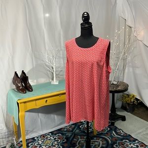 Anne Klein plus Red and cream short sleeve top, Size 2X, Gently worn